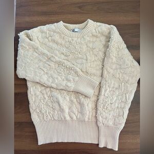 NWT Zara Elegant Cream Sweater with Pearl Detailing